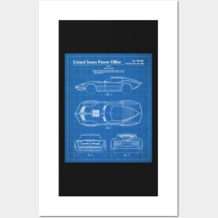 Corvette Patent - Vintage Corvette Art - Blueprint Posters and Art